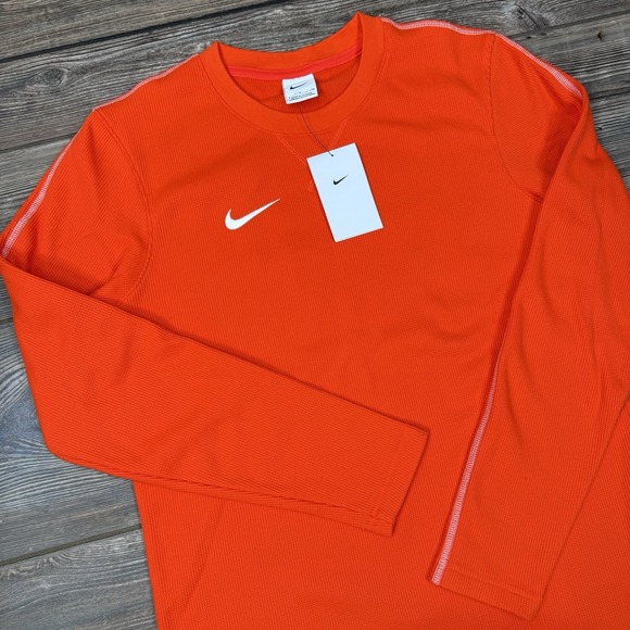 Nike Swoosh Waffle Knit Club Coach Sideline Shirt Orange Size Small FJ9547 NWT - Picture 1 of 7